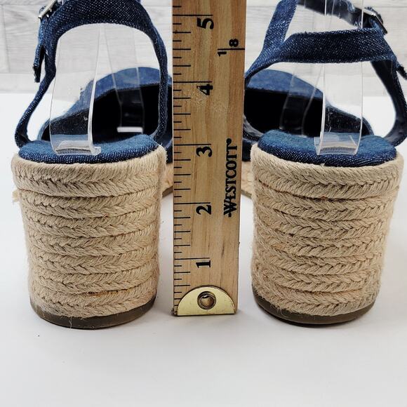 Chadwick 10M Denim Espadrille Wedge Close Toe Buckle Sandals Casual Shoes Summer - Picture 10 of 11